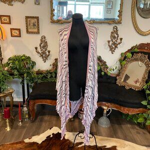 White House Black Market Chevron Stripe Tassel Trim Shawl Wrap Size M/L